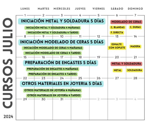 cursos de joyeria madrid julio 2024 lalabeyou programacion calendario